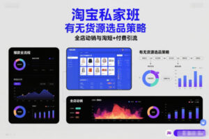 淘宝私家班，有无货源选品策略，高成功率爆款全流程打法，全店动销与淘短+付费引流-知识创作