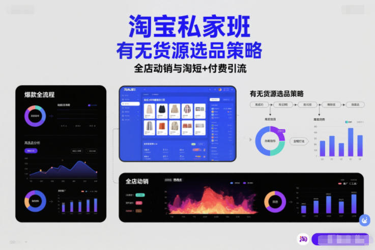 淘宝私家班，有无货源选品策略，高成功率爆款全流程打法，全店动销与淘短+付费引流-知识创作