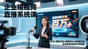 企业短视频直播系统课，账号定位+爆款内容+直播转化+全链路实战，单场直播突破百万销售额-知识创作