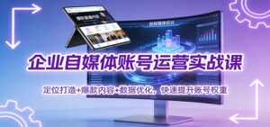 企业自媒体账号运营实战课：定位打造+ 爆款内容+数据优化，快速提升账号权重-知识创作