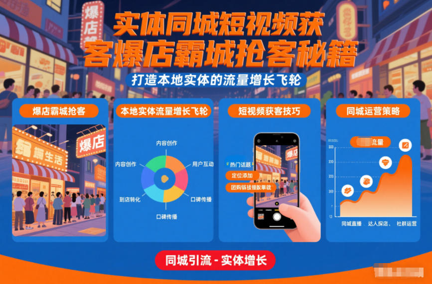 实体同城短视频获客爆店霸城抢客秘籍，打造本地实体的流量增长飞轮-知识创作