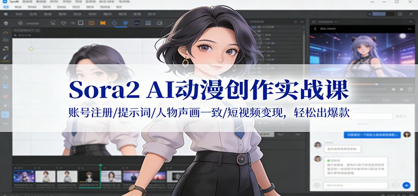 Sora2 AI动漫创作实战课：账号注册/提示词/人物声画一致/短视频变现，轻松出爆款-知识创作