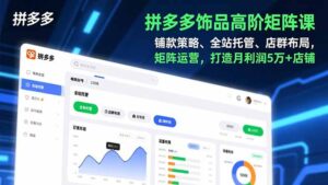 拼多多饰品高阶矩阵课，铺款策略、全站托管、店群布局，矩阵运营，打造月利润5万+店铺-知识创作