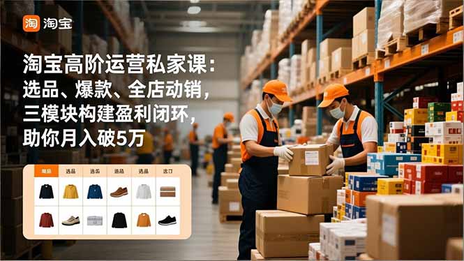 淘宝高阶运营私家课：选品、爆款、全店动销，三模块构建盈利闭环，助你月入破5万(更新12月-知识创作