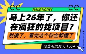 26年了，不要再疯狂的找项目了，看完这个你也可以月入十个W【揭秘】-知识创作