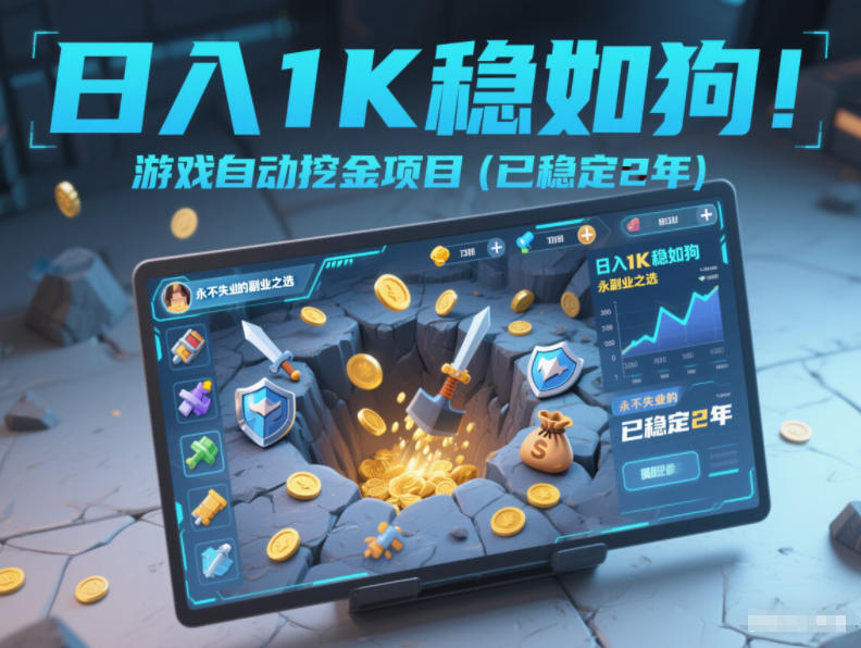 日入1K稳如狗！游戏自动挖金项目(已稳定2年)，永不失业的副业之选【揭秘】-知识创作