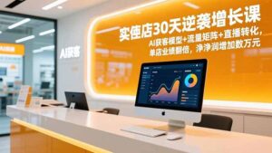 实体店30天逆袭增长课，AI获客模型+流量矩阵+直播转化，单店业绩翻倍，净利润增加数万元-知识创作