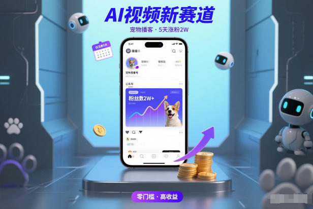 AI视频新赛道，宠物播客仅注册5天涨粉2W，收益非常可观-知识创作