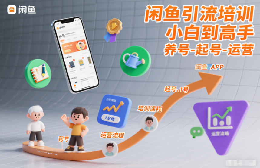 闲鱼引流培训，小白到高手，养号-起号-运营-知识创作