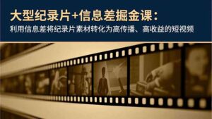 大型纪录片+信息差掘金课：利用信息差将纪录片素材转化为高传播、高收益的短视频-知识创作