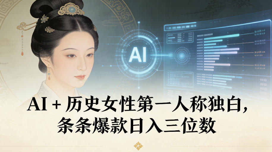 AI+历史女性第一人称独白，条条爆款日入三位数-知识创作