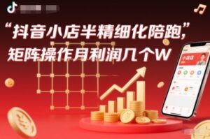 抖店半精细化铺货【1期+2期】，抖音小店半精细化陪跑，矩阵操作月利润几个W(更新12月)-知识创作