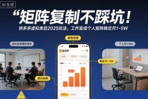 矩阵复制不踩坑！拼多多虚拟类目2025玩法，工作室或者个人矩阵稳定月1-5W【揭秘】-知识创作