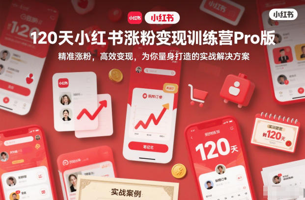 120天小红书涨粉变现训练营Pro版，​精准涨粉，高效变现​，为你量身打造的实战解决方案-知识创作