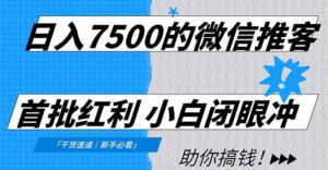 日入7500的微信推客，首批红利，自用省钱、分享赚钱，0门槛小白闭眼冲！-知识创作