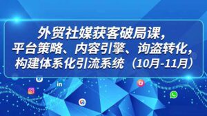 外贸 社媒获客破局课，平台策略、内容引擎、询盘转化，构建体系化引流系统(10月-11月-知识创作