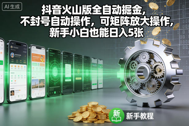 抖音火山版全自动掘金，不封号自动操作，可矩阵放大操作，新手小白也能日入5张【揭秘】-知识创作