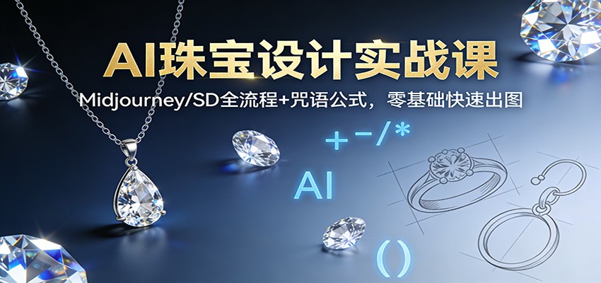 AI珠宝设计实战课：Midjourney/SD全流程+咒语公式，零基础快速出图-知识创作