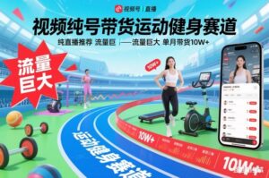 视频号带货运动健身赛道，纯直播推荐，流量巨大，单月带货10W+-知识创作