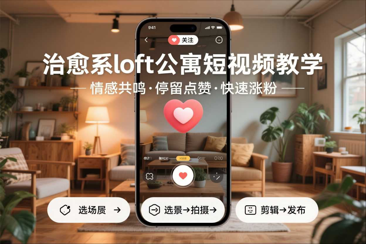 治愈系loft公寓短视频制作教学，情感共鸣引停留点赞关注，快速起号涨粉-知识创作