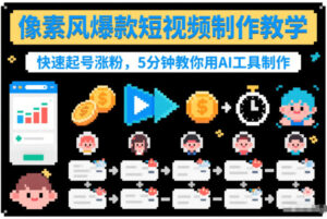 像素风爆款短视频制作教学，快速起号涨粉，5分钟教你用AI工具制作-知识创作