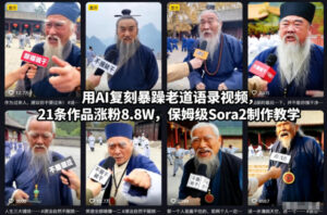 用AI复刻暴躁老道语录视频，21条作品涨粉8.8W，保姆级Sora2制作教学-知识创作