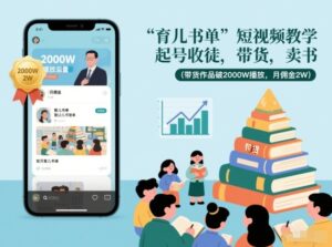 育儿书单短视频教学，起号收徒，带货，卖书(带货作品破2000W播放，月佣金2W)-知识创作
