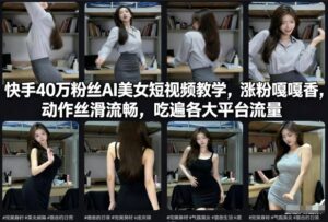 快手40万粉丝博主AI美女短视频教学，涨粉嘎嘎香，动作丝滑流畅，吃遍各大平台流量-知识创作