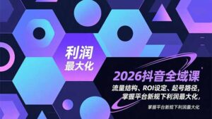 2026抖音全域课，流量结构、ROI设定、起号路径，掌握平台新规下利润最大化-知识创作