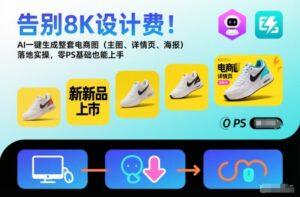 告别8K设计费！AI一键生成整套电商图(主图、详情页、海报)落地实操，零PS基础也能上手-知识创作