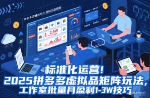 标准化运营！2025拼多多虚拟品矩阵玩法，工作室批量月盈利1-3W技巧【揭秘】-知识创作
