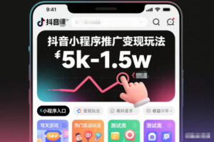 抖音小程序推广变现玩法，简单好操作，多种热门实战玩法，月收入稳定在5k-1.5w-知识创作