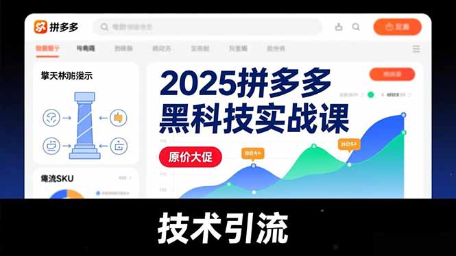 2025拼多多黑科技实战课，擎天柱玩法、爆流SKU、原价大促，技术引流，单店日销轻松破千单-知识创作