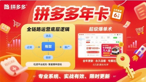 拼多多年卡，拼多多全链路运营底层逻辑，超级爆单术【更新12月】-知识创作