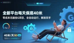 全新平台每天保底40米，零成本无脑挂G项目，全自动运行，解放双手【揭秘】-知识创作