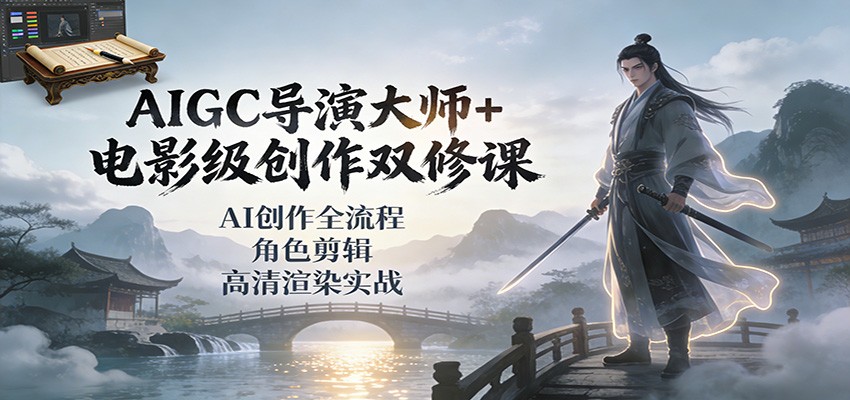 AIGC导演大师+电影级创作双修课：AI创作全流程、角色剪辑、高清渲染实战-知识创作
