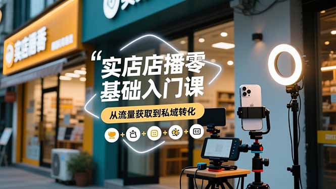 实体店播零基础入门课，实体店+短视频+直播+微信生态+私域社群，从流量获取到私域转化-知识创作