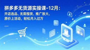 拼多多无货源实操课-12月：开店选品、无需囤货、推广放大、原价上活动，轻松月入过万-知识创作