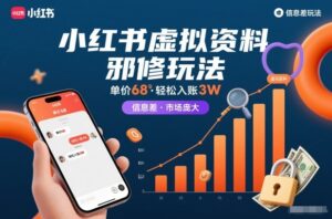 小红书虚拟资料邪修玩法，单价68，轻松入账3W，信息差玩法，市场庞大-知识创作