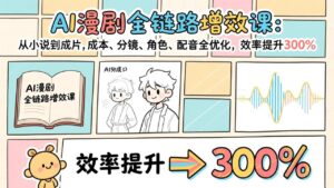 AI漫剧全链路增效课：从小说到成片，成本、分镜、角色、配音全优化，效率提升300%-知识创作