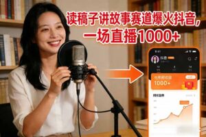 读稿子讲故事赛道爆火抖音，一场直播日入1000+-知识创作