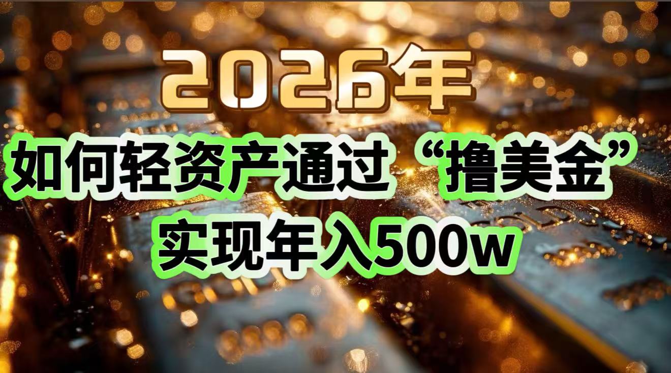 2026年如何轻资产通过“撸美金”实现年入500w-知识创作