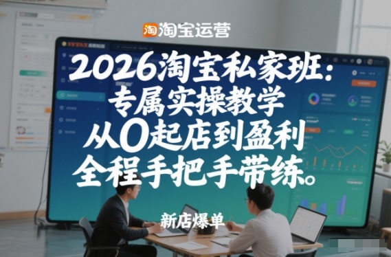 2026淘宝私家班：专属实操教学，从0起店到盈利，全程手把手带练-知识创作