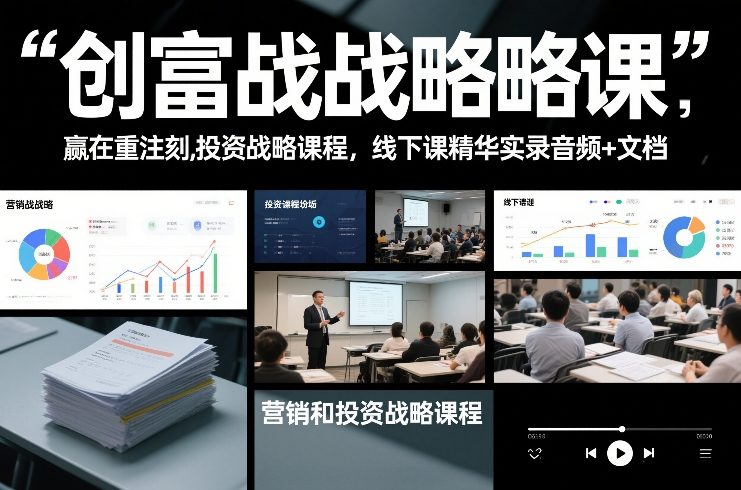 创富战略课，赢在重注时刻，营销和投资战略课程，线下课精华实录音频+文档-知识创作