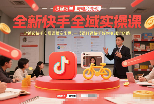 全新快手全域实操课，封神级快手实操课横空出世，一节课打通快手好物变现全链路-知识创作