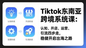 TikTok东南亚跨境系统课：认知、开店、运营、引流四步走，稳健开启出海之路-知识创作