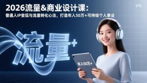 2026流量&商业设计课：普通人IP变现与流量转化心法，打造年入50万+可持续个人事业-知识创作