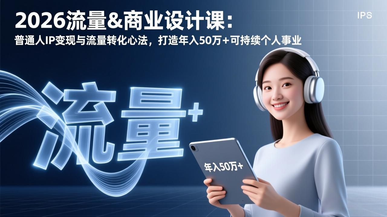 2026流量&商业设计课：普通人IP变现与流量转化心法，打造年入50万+可持续个人事业-知识创作