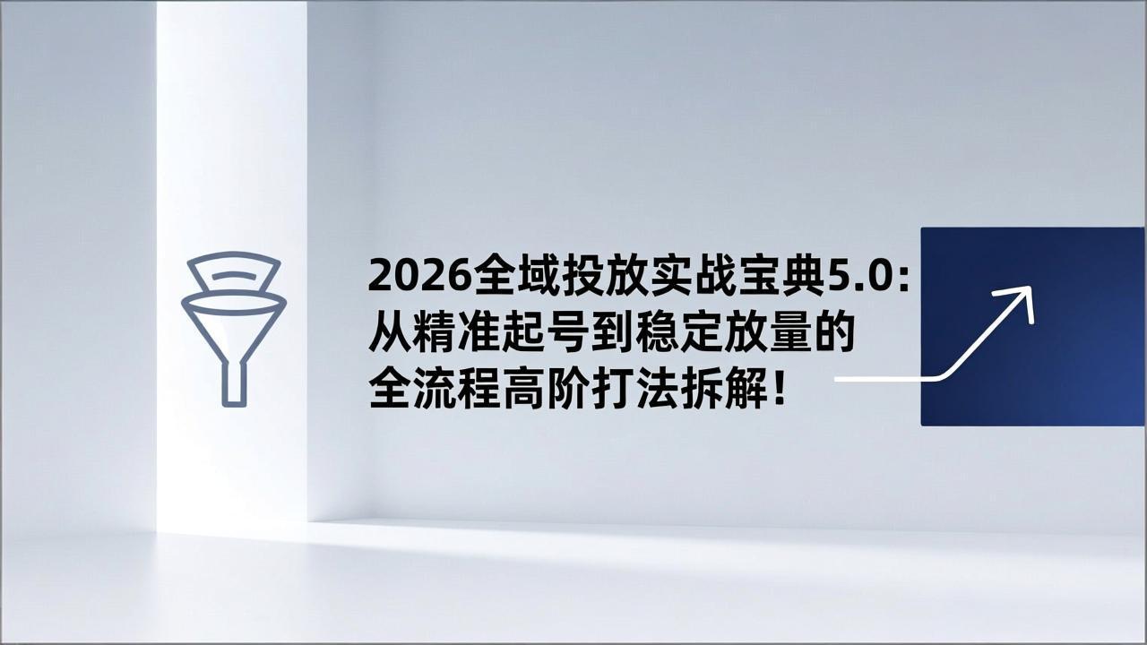 2026全域投放实战宝典5.0：从精准起号到稳定放量的全流程高阶打法拆解！-知识创作