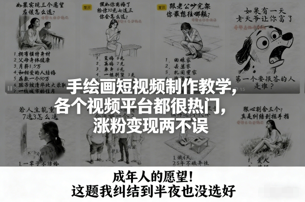 手绘画短视频制作教学，各个视频平台都很热门，涨粉变现两不误-知识创作